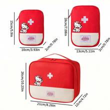 Sanrio 1/3 عبوة حقيبة طبية إسعافات أولية محمولة من النايلون مقاومة للماء من ساتريو هيلو كيتي، مغلقة بسحاب أحمر لحالات الطوارئ والوقاية من الأوبئة للسفر والرحلات العائلية والمخيمات والحفلات الصيفية الخارجية والتخييم والرحلات البرية، إكسسوارات السفر، منظم السفر، لوازم السفر، حقيبة السفر، عطلة الجامعة، السفن البحرية