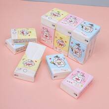 9 paquetes de pañuelos de papel con diseños de cachorros de dibujos animados impresos, paquetes portátiles de papel facial y servilletas para estudiantes - Blanco - Ver 1