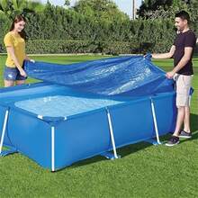 [Pool] Blue Rectangular Waterproof PE Swimming Pool Liner Pad - Heavy-Duty Protection For Above Ground Pools, Prevents Punctures, Easy To Clean & Store, Waterproof Sheet Heavy-Duty Blue Rectangular Waterproof PE Swimming Pool Liner Pad - Above Ground Pool Protection, Prevents Punctures, Barrier, Easy To Clean & Store, - Multicolor - View 3