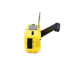 Hand-Crank Radio With NOAA Weather Alerts, Power Bank Functionality, And AM/FM Tuning. Compact Yellow Design, Built-In LED Flashlight, And Rechargeable Battery-Essential For Emergencies, Outdoor Trips, Or Power Outages.