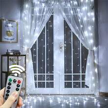 1 件 3x1m/3x2m/3x3m USB 供电窗帘仙女灯串，无需电池，用于婚礼背景、派对墙面装饰，适合圣诞节、感恩节、复活节、万圣节、家居照明，暖白/彩色，8 种模式，节日、情人节、卧室、浪漫求婚、生日、新年、母亲节、斋月装饰，室内/室外使用