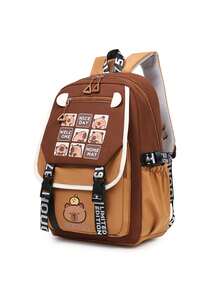 卡皮巴拉新款学生书包初中生大容量双肩包水豚卡通耐脏轻便双肩包