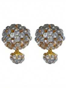 1 Pair Elegant Front & Back Design Rhinestone Stud Earrings, Gift For Women