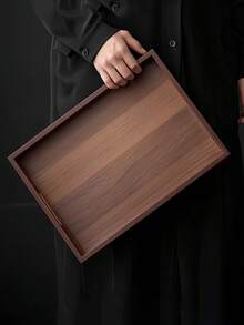 1 Pc Bamboo Wooden Serving Tray, Breakfast Tray With Handles Bed Tray For Breakfast Dinner, Eating Trays For Living Room-Back To School - Multicolor - View 4