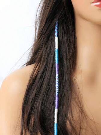 1pc Women's Hair Clip Chain, Colorful Braid Hair Band, Handmade Colored Rope Fake Braid Hair, Women's Hair Accessories, Summer Beach Hair Decoration, Clip-In Colorful Hair Clip Headband, Reusable, Halloween Accessories, Autumn/Winter Colorful Braided Hair Decor, Jewelry , Wedding