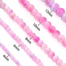 1 件天然玫瑰石英珠，各种尺寸 4/6/8/10/12 毫米，时尚、优雅复古风格散珠，适合 DIY 珠宝制作、手链、项链、吊坠、手机饰品、钥匙扣，批发 - 玫紅色 - 查看 6