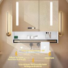 LED Bathroom Mirror 80x80x11cm – With Defogging Function, 3 Light Colors, Digital Clock & Smart Touch Buttons, Integrated Towel Rack, Modern Wall Mounted Mirror, Towel Rack Integrated In Bathroom Mirror, Smart Touch Buttons For Mirror, LED Vanity Mirror For Bathroom & Bedroom, - 1 - View 8