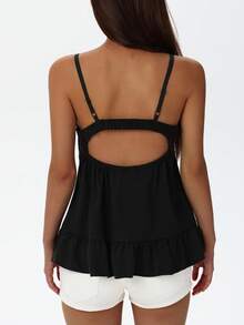 Sexy Twist Front Cutout Back Camisole, New Summer Design - Black - View 2