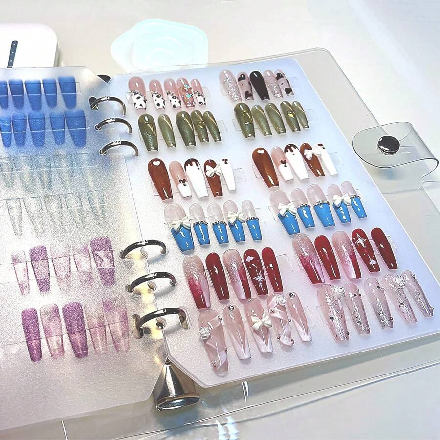Press On Nail Organizer 10 PCS Empty Press On Nail Storage Press On Nail Packaging Nail Storage Nail Display Book Nail Salon Press On Nail Supplies Organizer With Nail Tape - A5(9.44*7.08*1.18吋) - 查看 1
