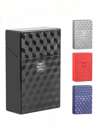 1 pieza Estuche de cigarrillos de plástico que contiene 20 cigarrillos, caja de cigarrillos a prueba de humedad y a prueba de aplastamiento con diseño de apertura automática, unisex y portátil