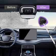 11pcs Auto Windshield Cleaning Kit With 6 Reusable Microfiber Pads, 2 Spray Bottles, Extendable Handles - Green, Popular Auto Cleaning Essential - 紫色 - 查看 3