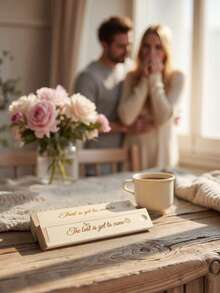 1 pieza Caja de exhibición creativa para anuncio de embarazo, caja de memoria de madera para guardar prueba de embarazo, regalo de anuncio de bebé, decoración de la sala de (kit de prueba de embarazo no incluido) - Albaricoque - Ver 4