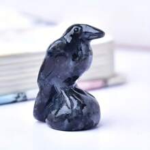 CUPIDCRYSTAL 1pc Black Obsidian Carved Crow, Quartz Crystal Crow, Mini Crystal Ornament