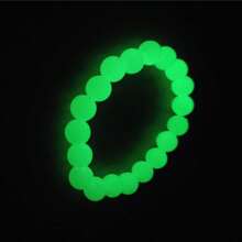 1pc 8mm Green Luminous Bead Bracelet, Luminous Stone Bracelet, Round Bead Green Fluorescent Male And Female Night Pearl, Single Circle Bracelet