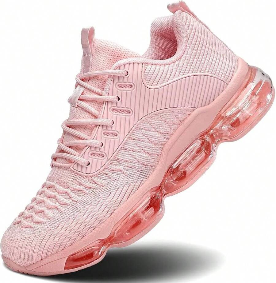 Womens Walking Running Shoes Air Cushion Breathable Fashion Tennis Sneakers Mesh Workout Casual Athletic Sports GymChristmas - 1 Hồng - Xem 1