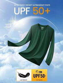 Men's Long Sleeve Shirts UPF 50+ UV Sun Protection Athletic Shirts For Hiking Running Workout Rash Guard-2025 - Dark Green - View 8