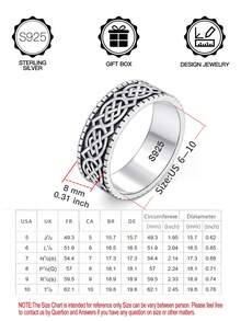 1 chiếc nhẫn phong cách Punk Celtic Knot bạc Sterling S925, trang sức không gây dị ứng, thích hợp cho Halloween, sinh nhật, quà tặng ngày lễ tình nhân, hàng ngày, trang trí tiệc tùng, đi kèm hộp quà - Màu Đen Súng - Xem 8