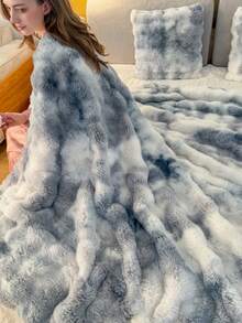1pc Luxury Tie-Dye Faux Fur Blanket - Soft, Warm, Comfortable, Multi-Purpose, Suitable For All Seasons - Great For Bedroom, Guest Room, Living Room, Dorm, Car, Sofa, Travel And Outdoor Activities