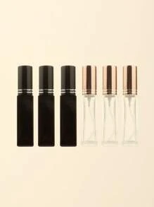 3pcs/6pcs/12pcs/18pcs 10ml Square Glass Refillable Makeup Toner Perfume Small Sample Transparent Fine Mist Spray Bottle, Black/Amber, With Funnel Atomizer, Rose Gold/Purple/Pink