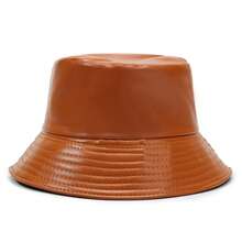女士 PU 皮革渔夫帽，复古小檐帽，春秋通用