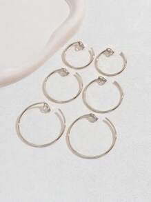 3 对简约休闲金属圆形夹式耳环，百搭个性化珠宝，适合约会、节日、派对、新年、情人节礼物