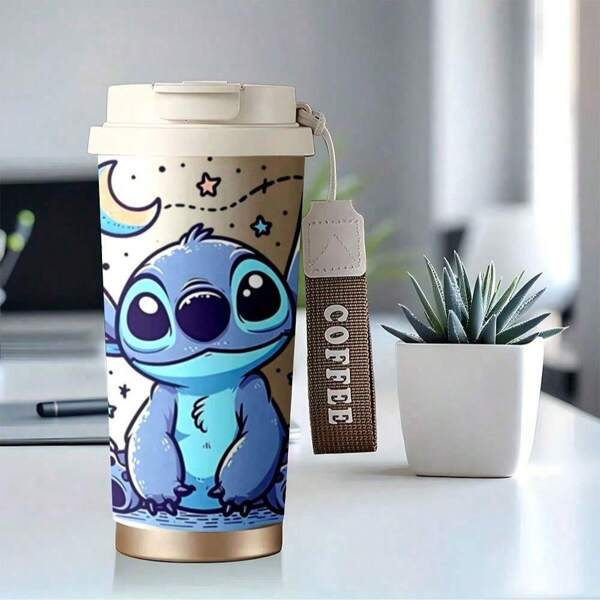 Disney Stitch 18oz Stainless Steel Travel Mug - Double-Layer Insulated, Cute Cartoon Design, Ideal For Hot & Cold Drinks, Perfect For Car Use, Coffee Travel Mug