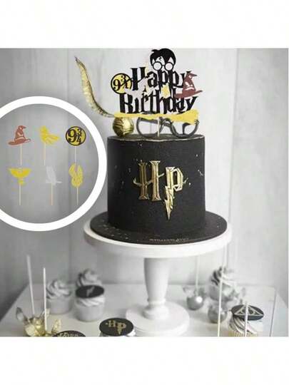 Warner Bros Nuova decorazione per torta a tema festa di compleanno di Harry Potter, grande bandiera a presa, piccola bandiera a presa