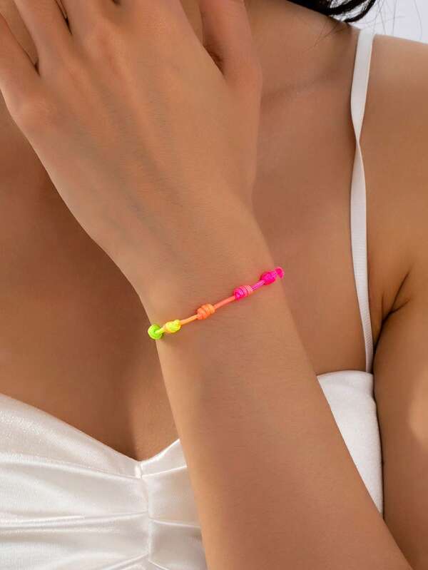 1pc Colorful 7-Knot Adjustable Lucky Bracelet For Women