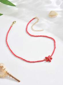 1件优雅可爱的波西米亚海洋元素陶瓷鱼、海星、金海螺、金贝壳、五彩种子珠、水钻、金鱼、橙色/黄色/绿色/红色等。多款可选女士多层串珠项链，海滩派对项链，精致欧式风格，适合日常佩戴，毕业/返校礼物。实际混合种子珠颜色可能与官方照片有所不同，这是由于高温陶瓷绘画工艺和轻微瑕疵造成的正常现象。 - 彩色 - 查看 19