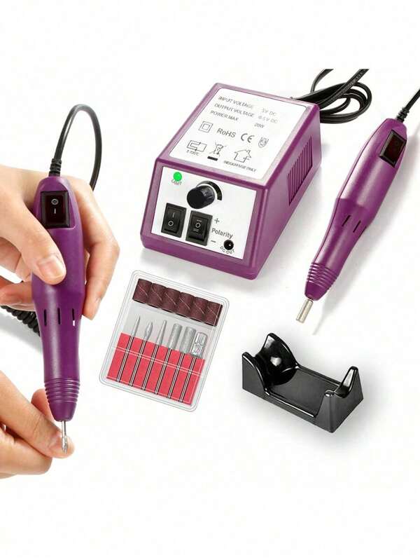 Elektrische Nagel Kunst Maniküre Pediküre Drill Stiftform Nagel Polierer Maschine Werkzeugsatz mit leise laufenden Klingen & Nagelfeilern