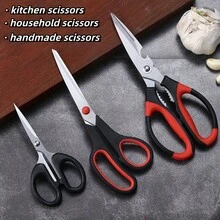 3 Pieces/Set Household Multifunctional Stainless Steel Scissors, Kitchen Scissors, Household Scissors, Office Scissors, And DIY Scissors. - đỏ-đen - Xem 2