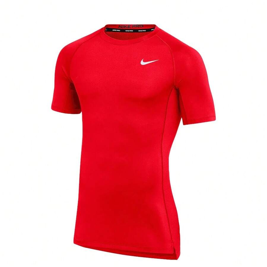 Nike Mens Pro Fitted Compression Short Sleeve Training Tee Shirt - Red - View 1
