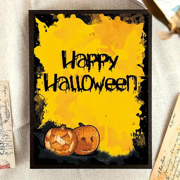 1Pc Halloween Quotes Wall Arts Posters Celebrate Halloween Canvas Paintings Suitable For Home Rooms, Holiday Decoration, Horror Scene Arrangement, Decorative Paintings, Printed Pictures, Posters, Canvas Wall Art(No Frame) Home Decor Halloween Decor Fall Decor Room Decor