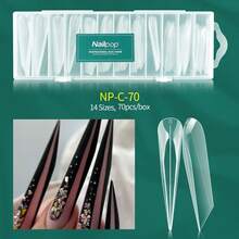 70/140件套双头美甲模具，适用于凝胶延长、多种形状的亚克力美甲，带法式线条，新手友好，快速制作美甲 - 無色 - 查看 16