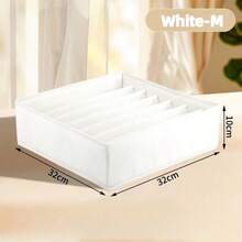 1Pc White Underwear Sock Drawer Organizer 1-Pack, Dispenser Underwear Organizer 20 Compartment Fabric Dresser Drawer Organizer Storage Box Socks, Underwear, Handkerchiefs, Ties. - White - View 4
