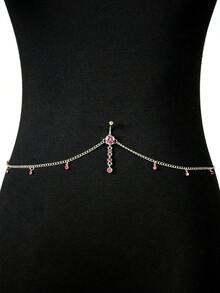 CIZME 1pc Funky Stainless Steel Cubic Zirconia Belly Button For Women For Daily Decoration, Rings With Waist Chain 14G Faceted Cubic Zirconia Belly Ring Navel Piercing Jewelry For Women Body Chain Dangling Belly Navel Rings - Waist Chain Belly Button Stud - View 1