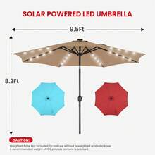 OLIXIS Upgrade 10 FT LED Outdoor Patio Deck Umbrella With 32 Solar Lights, Tilt & Crank, UV-Resistant And Waterproof Table Umbrella For Pool, Beach, Market And Restaurant - Khaki - View 10