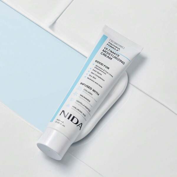 NIDA Crema Hidratante Suprema | Centella Asiática, Niacinamida, Ácido Hialurónico, Colágeno | Arrugas, Líneas Finas, Manchas Oscuras, Piel Seca, Enrojecimiento | 3.38 Fl. Oz., 100ml
