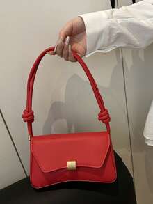 时尚纯色复古法棍简约腋下女士单肩包