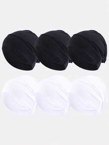 6pcs Women Elastic Headscarf Cap, Base Small Cap, Chemo Cap, Hair Care Cap, Suitable For Daily Use Hair Sleep Cap - 6-piece Set - View 6