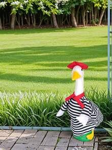 Porch Goose Artist Costume 3 Pcs Set French Look Beret Hat And Stripe T-Shirt And Red Scarf Lawn Patio Decoration - 彩色 - 查看 1