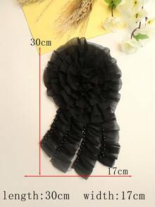 流行大号 4 层彩色空气层 3D 面料花胸针，多层褶边手工串珠 DIY 服装配饰，婚纱装饰材料，长度：28-30 厘米/宽度：24-28 厘米 - 多色 - 查看 24