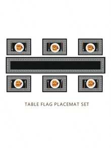 Set de mantel de estilo griego, que incluye manteles individuales lavables y mosquetes en negro, azul y beige con patrón geométrico de líneas florales, adecuado para comedor, sala de estar, cocina, decoración del hogar, contra decoración en estilo vintage, estampado minimalista de doble color o sólido, antideslizante, fácil de limpiar, regalo ideal, multiusos, suave y fácil almacenamiento - Multicolor - Ver 17