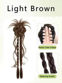 合成马尾辫、合成发髻马尾发片、爪夹发髻发夹、合成假发髻接发、女士日常佩戴发饰 - 彩色 - 查看 13