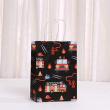 6/12/24pcs Cartoon Firefighter Theme Paper Gift Bags, Fire Truck Shaped, Suitable For Storing Candies, Cookies, Birthday Party Decoration - Multicolor - View 8