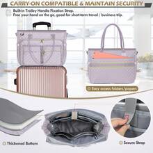 Teacher Tote Bag 15.6 Inch Laptop Bag For Women Work Bag Laptop Tote Nurse Bag Professional Computer Messenger Bag With Insulated Pocket, Laptop Briefcase For Office, College, Nursing - 灰紫色 - 查看 5