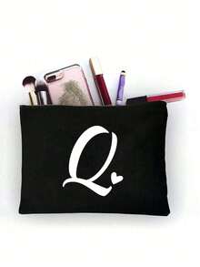 1 chiếc túi đựng mỹ phẩm tối giản in chữ cái ghép mảnh cho bé gái, màu đen, cỡ nhỏ, chữ A-Z, túi đựng mỹ phẩm, túi đựng đồ vệ sinh cá nhân di động, túi đựng mỹ phẩm tái sử dụng, túi đựng mỹ phẩm du lịch rộng rãi, phù hợp cho bé gái, có thể đựng tai nghe, phụ kiện, ví đựng tiền xu. - màu đen - Xem 13