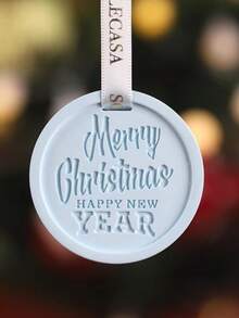 1pc New Christmas Round Letter Pendant Aroma Stone Plaster Silicone Mold DIY Plaster Resin Diffuser Stone Car Decor Closet Hanger Silicone Mold - White - View 4