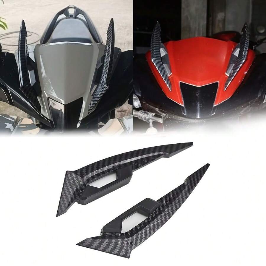 2pcs/Set Motorcycle Stickers Black Carbon Fiber Styling Decals, Helmet Decor, Motorcycle Decoration