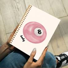 1 件 Lucky 8-Ball 软封面螺旋笔记本学院风美学日记本，教师学生办公学校用品 5.5x8.3 英寸/14 厘米 x 21 厘米
